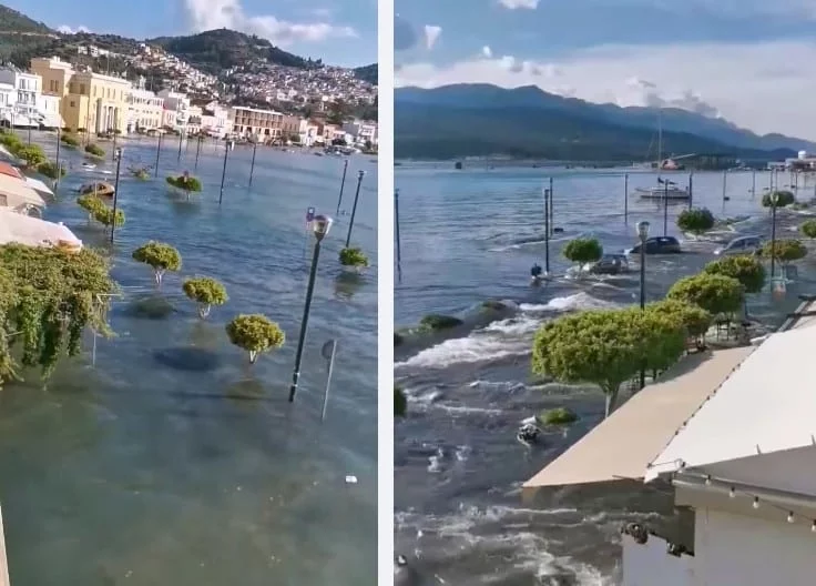 Βίντεο: Η στιγμή που το μικρό τσουνάμι χτυπά το Βαθύ Σάμου